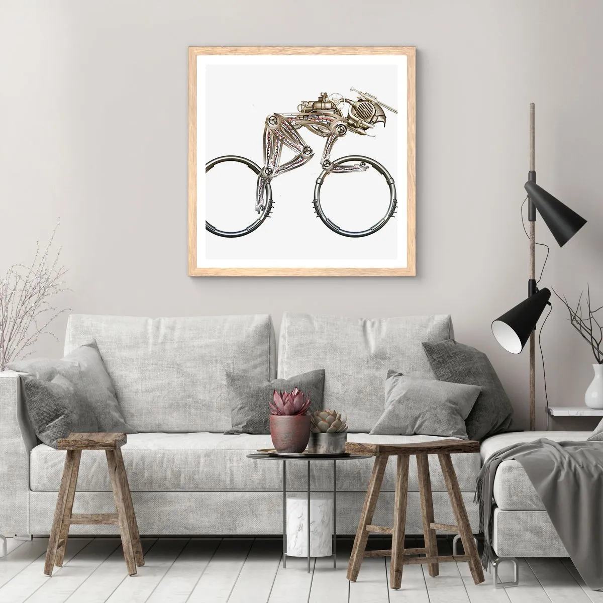 Plakát v rámu světlý dub - Úžasný stroj - 30x30 cm
