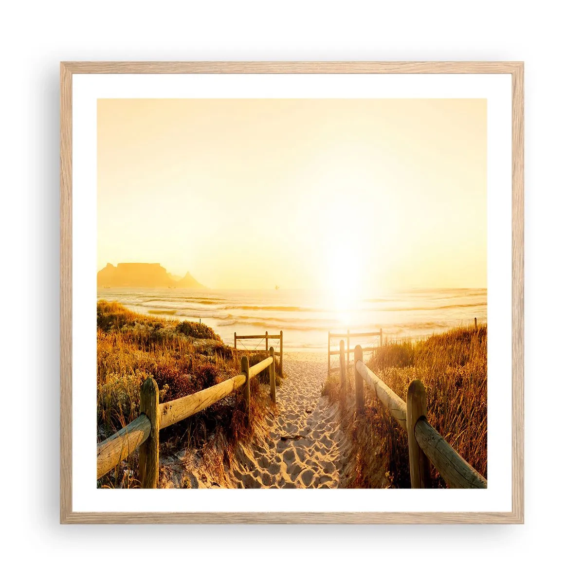 Plakát v rámu světlý dub - Dunami směrem ke slunci - 60x60 cm