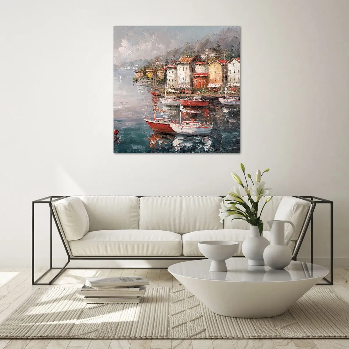 Obraz na skle - Romantický přístav - 70x70 cm