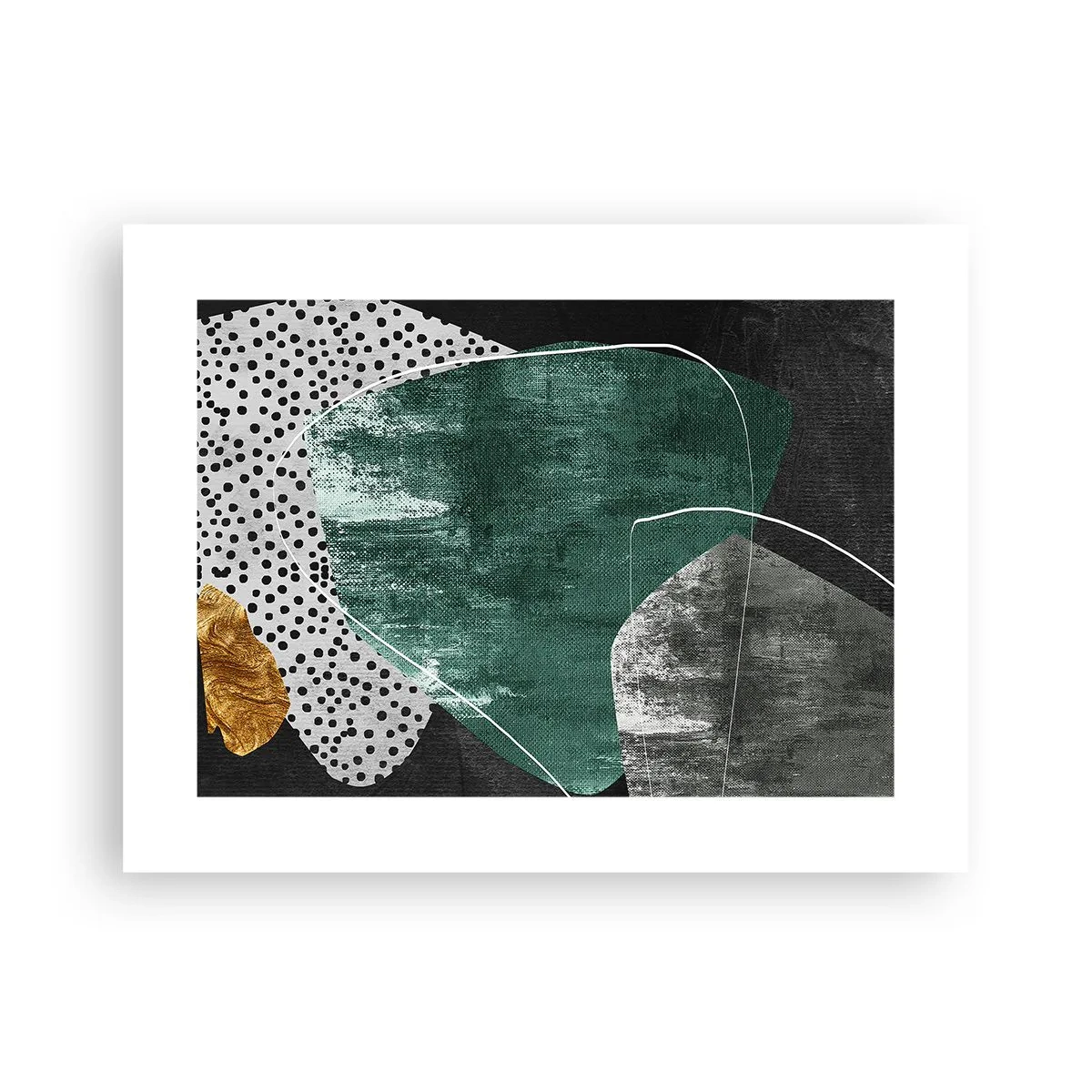 Plakát - Barevná abstrakce se zlatou vločkou - 40x30 cm