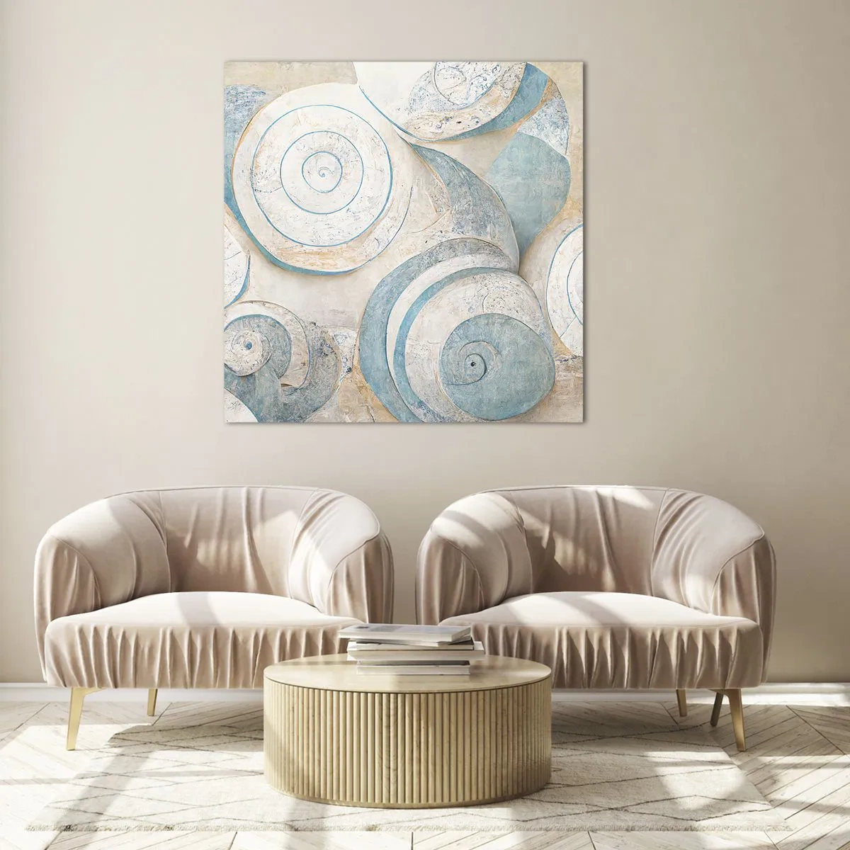 Obraz na skle - Co skrývá mušle? - 70x70 cm