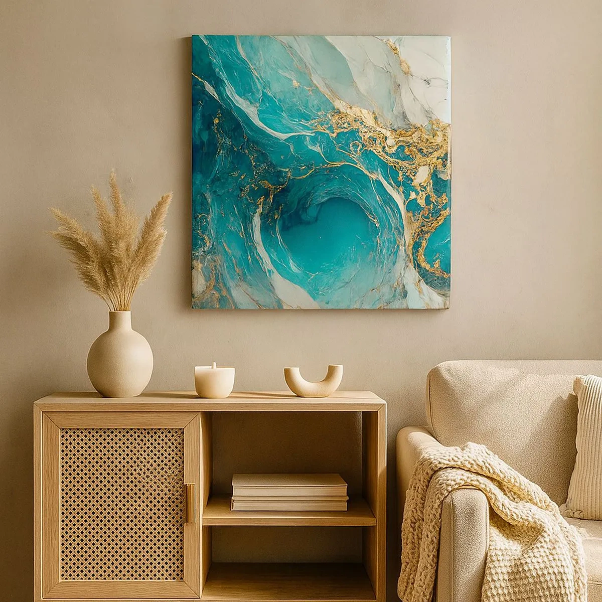 Obraz na plátně - Kompozice se zlatými žilami - 30x30 cm