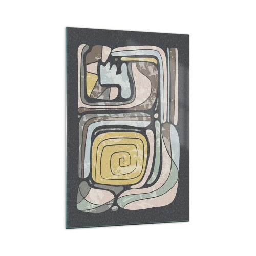 Obraz na skle - Abstrakce v předkolumbovském duchu - 70x100 cm