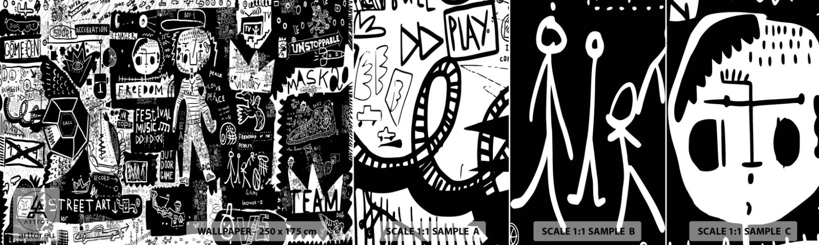 Vzor Fototapety Samolepicí Deluxe Sticker - Práva a radosti duševního mládí - Graffiti, Kus, Moderní vzor - 100x30 cm