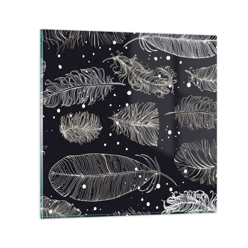 Obraz na skle - Krajka s peřím - 70x70 cm