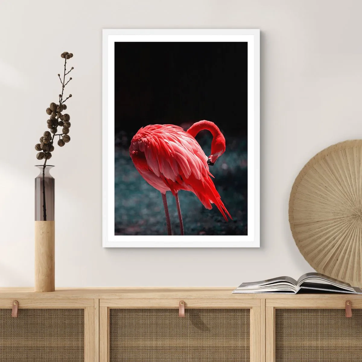 Plakát v bílém rámu - Karmínová báseň přírody - 70x100 cm