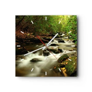 Nástěnné hodiny - Jako tekuté stříbro - 40x40 cm