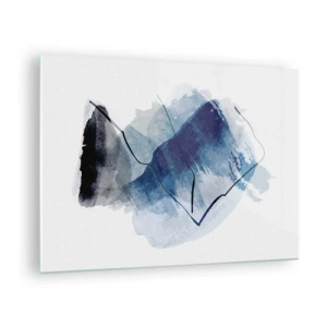 Obraz na skle - Abstraktní kompozice v odstínech modré - 70x50cm - Ledová hora - Moderní nástěnná dekorace do obývacího pokoje a ložnice ARTTOR