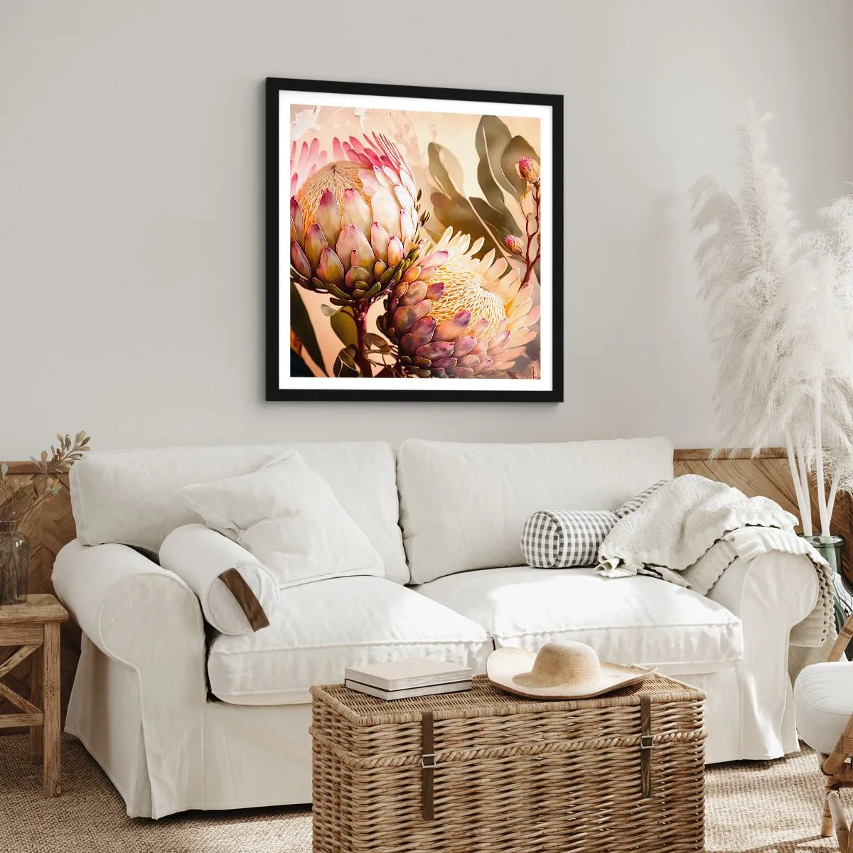 Plakát v černém rámu - Něžně objaté - 50x50 cm