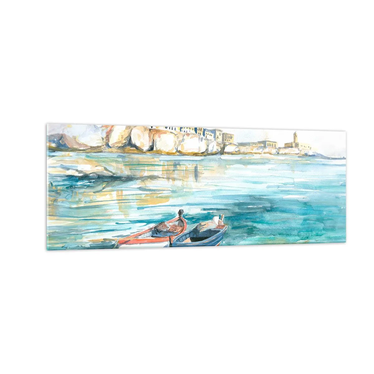 Obraz na skle - Krajina v modří - 140x50 cm