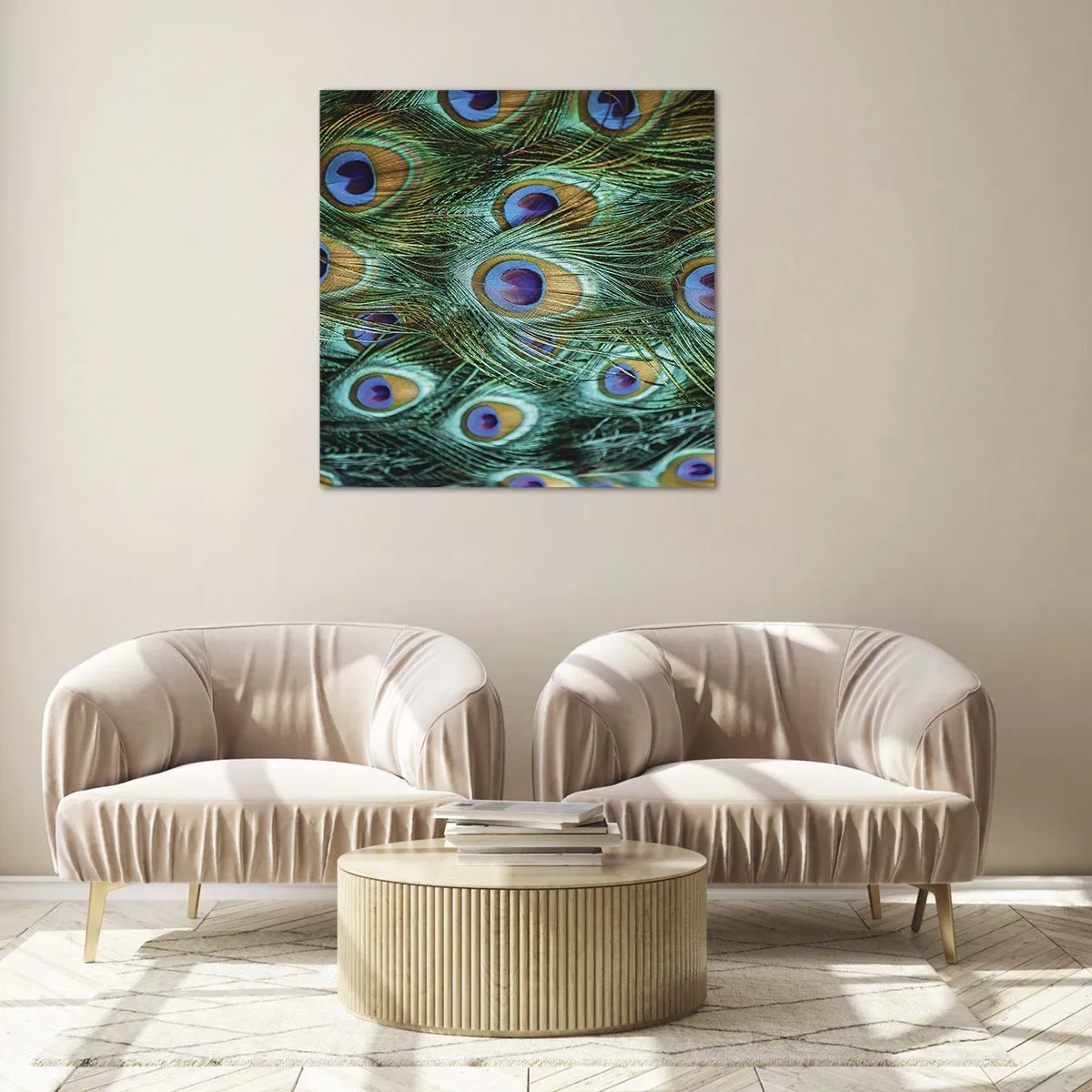 Obraz na skle - Paví pohled - 60x60 cm