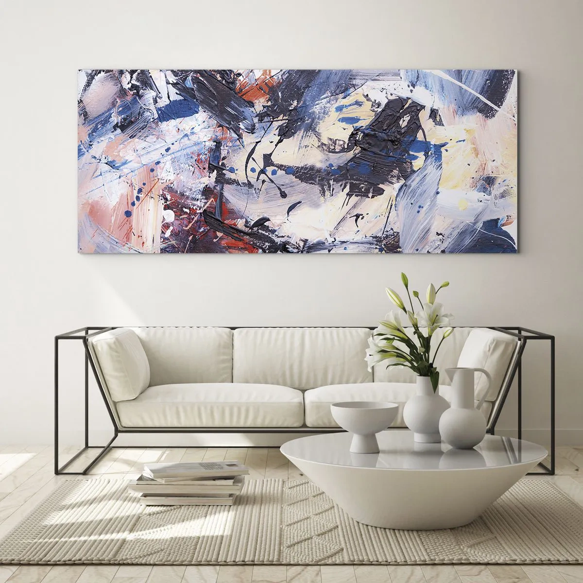 Obraz na skle - Bláznivý tanec abstrakce - 90x30 cm