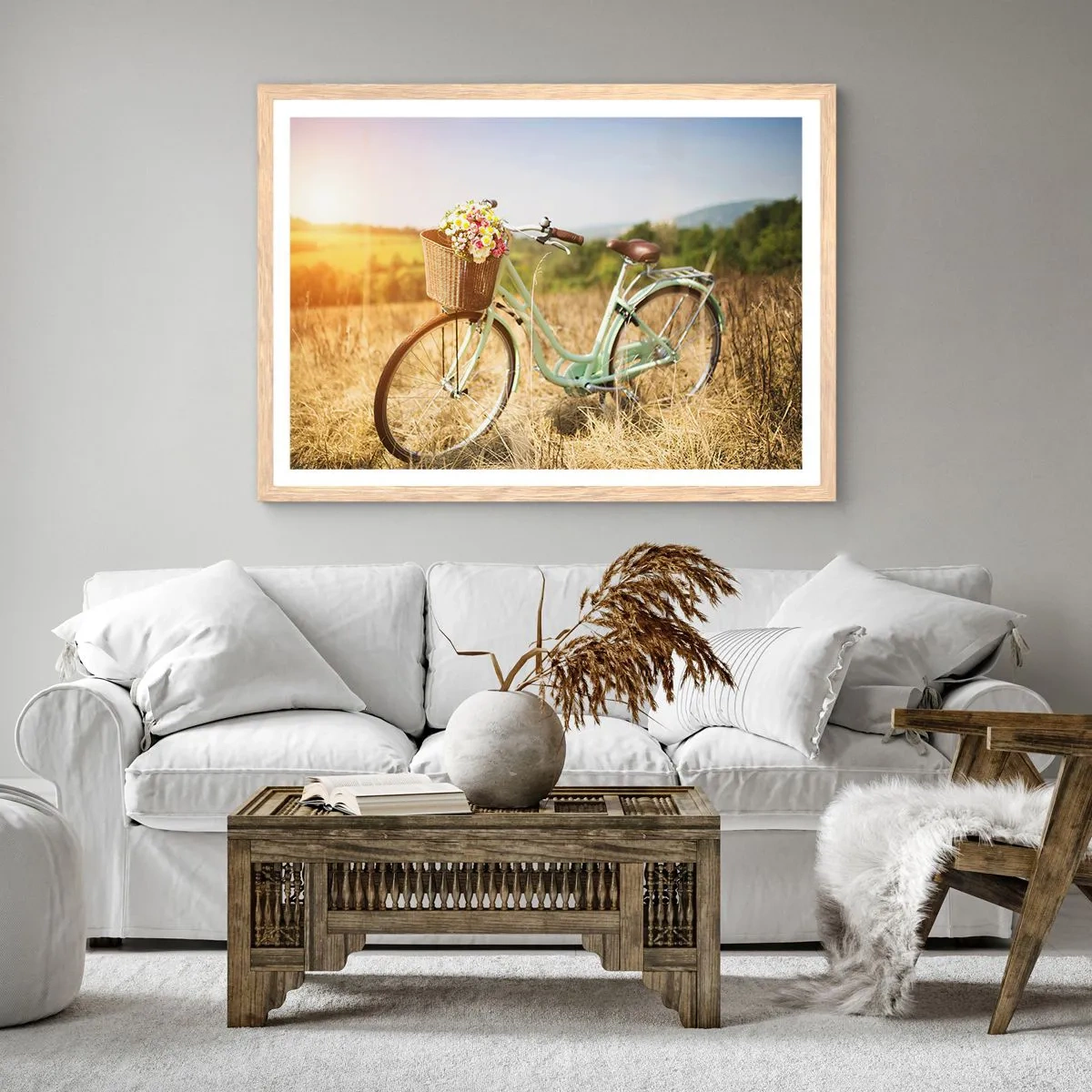 Plakát v rámu světlý dub - Chvíli tu zůstanu - 70x50 cm