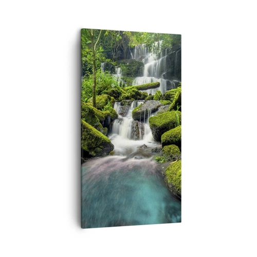 Obraz na plátně - Tyrkys, safíry a tekuté stříbro - 45x80 cm