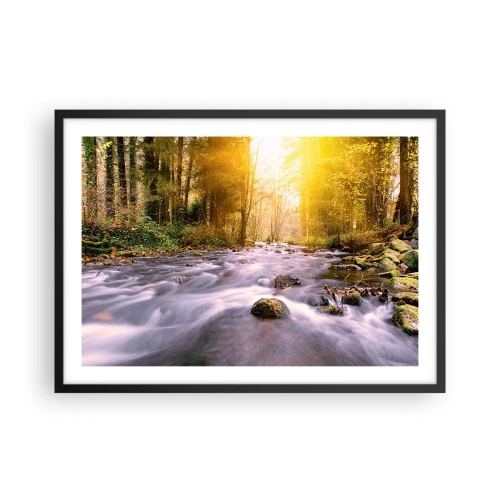 Plakát v černém rámu - Malachit ve stříbrně-zlaté podobě - 70x50 cm