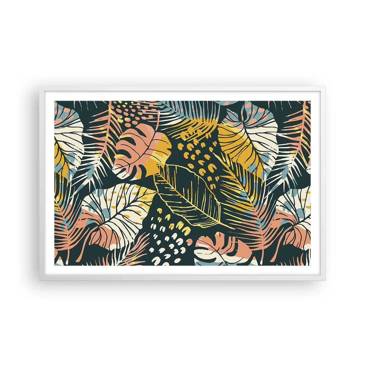 Plakát v bílém rámu - Listová fantazie - 91x61 cm