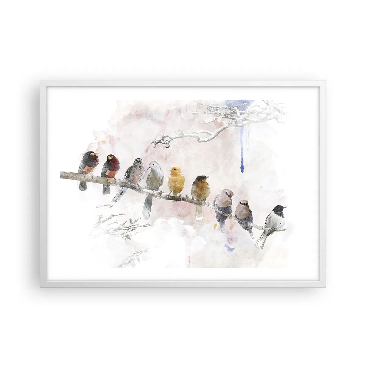 Plakát v bílém rámu - Okřídlené setkání - 70x50 cm