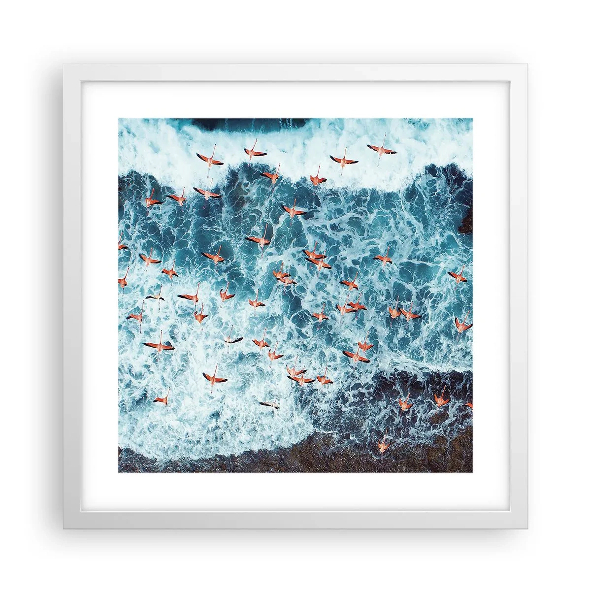 Plakát v bílém rámu - Přímořský průvod - 40x40 cm