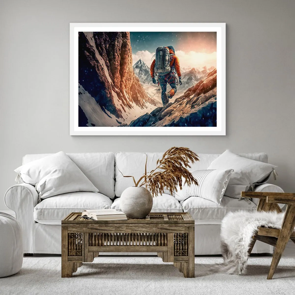 Plakát v bílém rámu - Osamělý bojovník - 40x40 cm