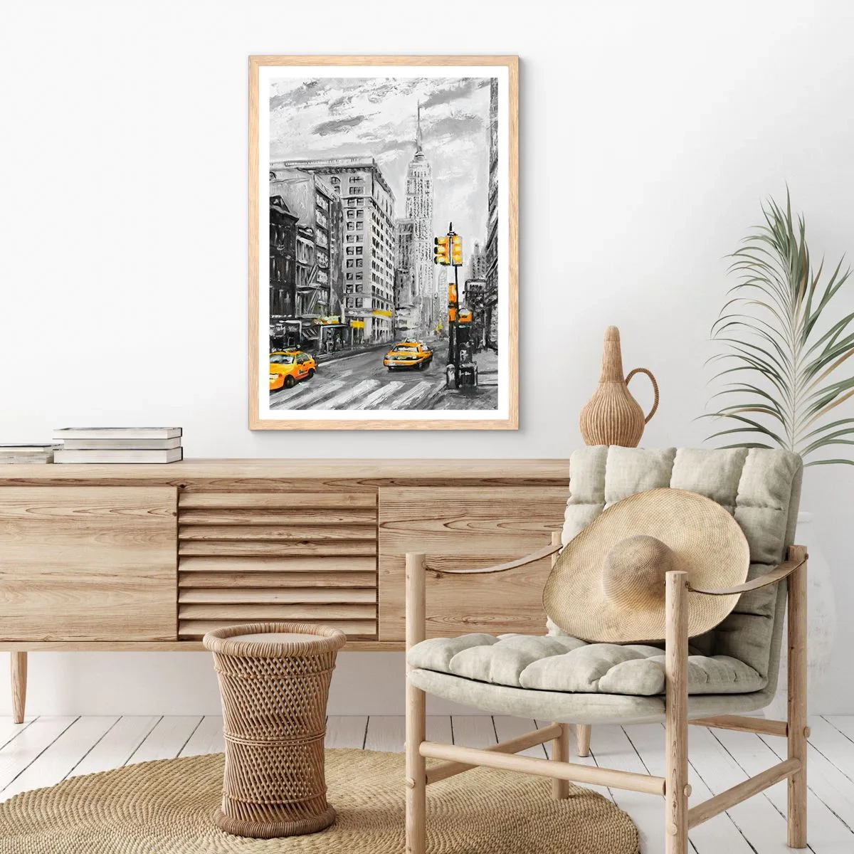 Plakát v rámu světlý dub - Newyorský příběh - 70x100 cm