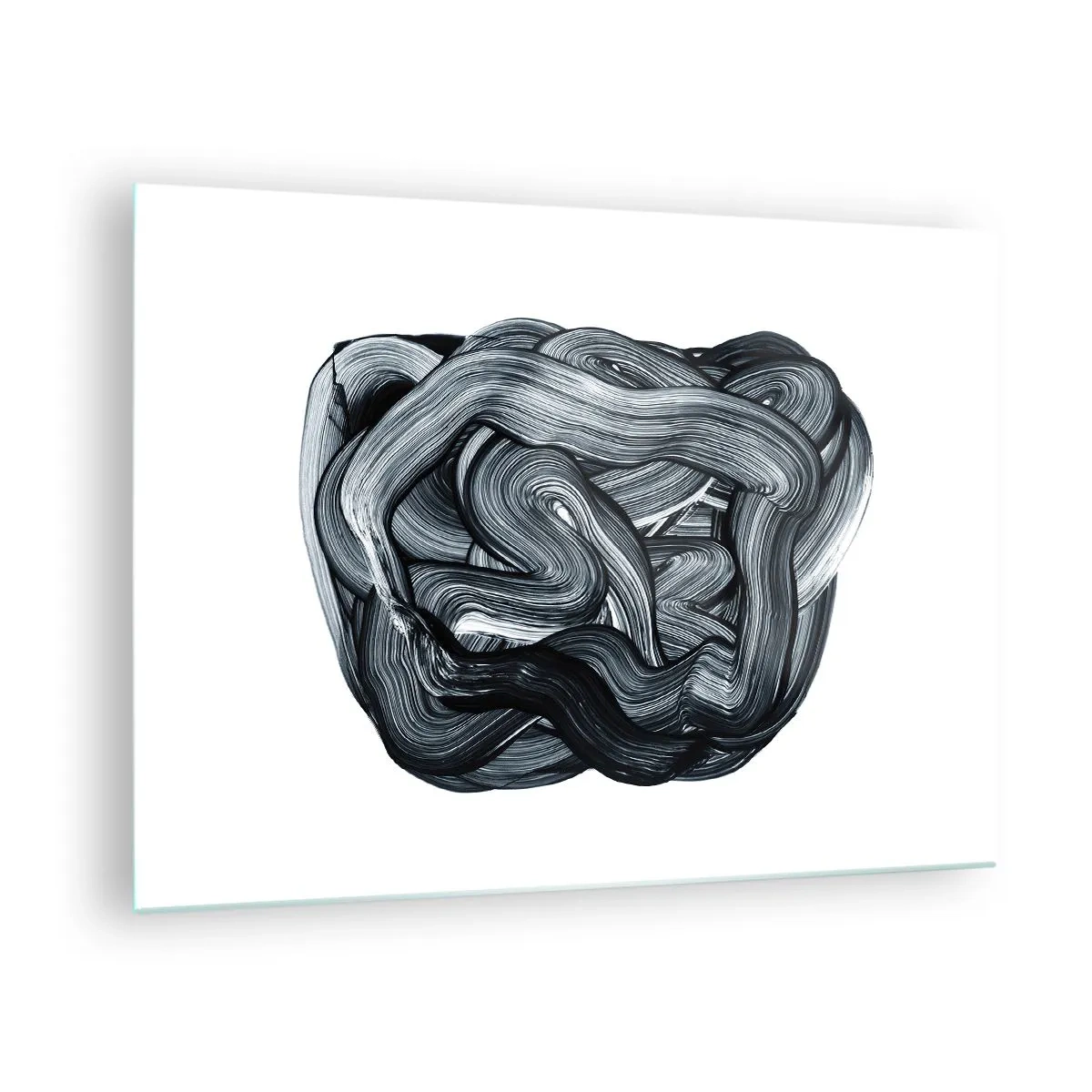 Obraz na skle - Černobílá abstrakce tahů štětcem - 70x50cm - Není to tak jednoduché - Moderní nástěnná dekorace do obývacího pokoje a ložnice ARTTOR