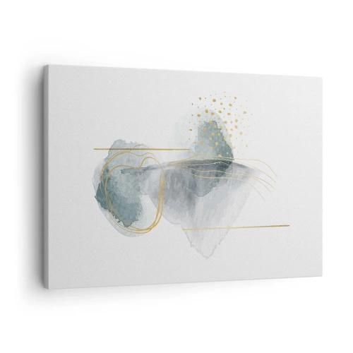 Obraz na plátně - Abstraktní kompozice v odstínech tyrkysové a zlaté. - 70x50cm - O vztahu mezi šedou a zlatou - Moderní nástěnná dekorace do obývacího pokoje a ložnice ARTTOR