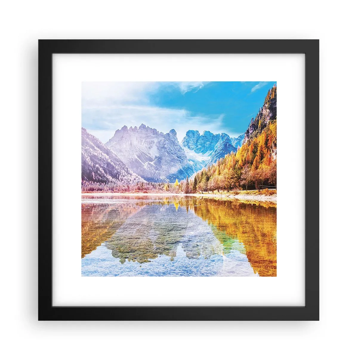 Plakát v černém rámu - A v horách už je podzim - 30x30 cm