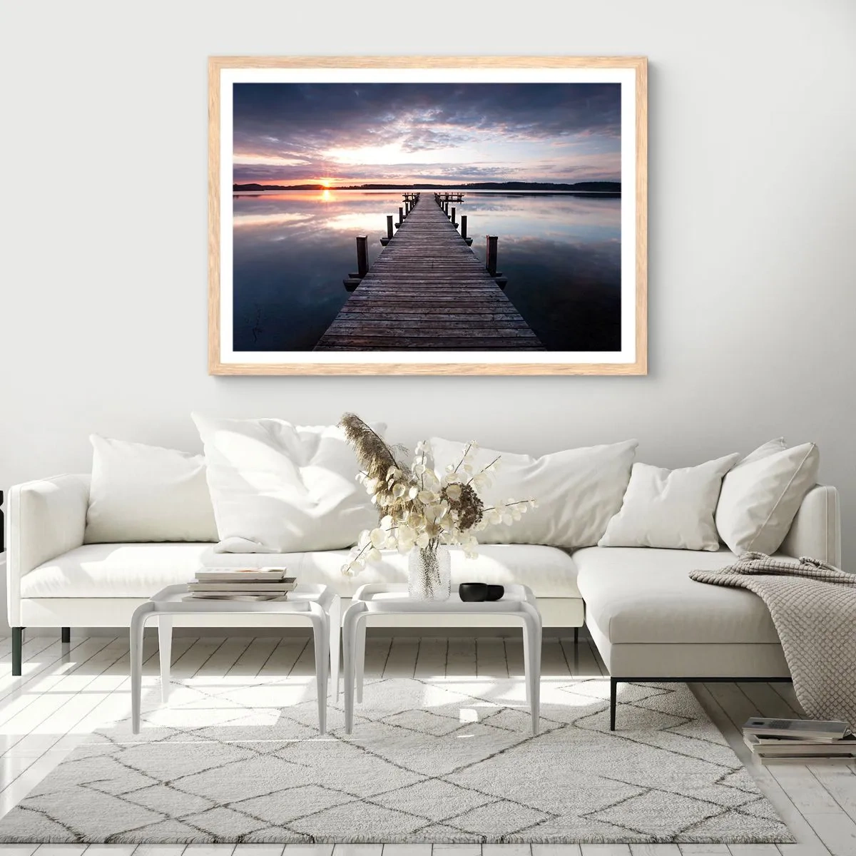 Plakát v rámu světlý dub - Tichá hranice mezi dnem a nocí - 70x50 cm