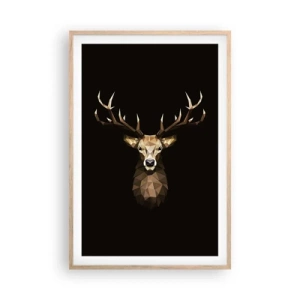 Plakát v rámu světlý dub - Kubistický jelen - 61x91 cm