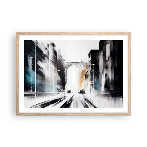 Plakát v rámu světlý dub - Studie města: architektura a pohyb - 70x50 cm