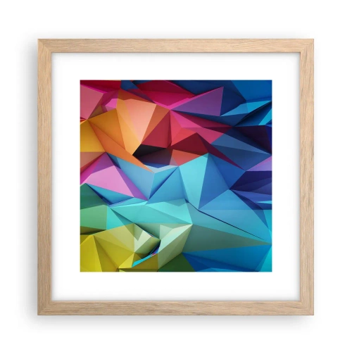 Plakát v rámu světlý dub - Duhové origami - 30x30 cm