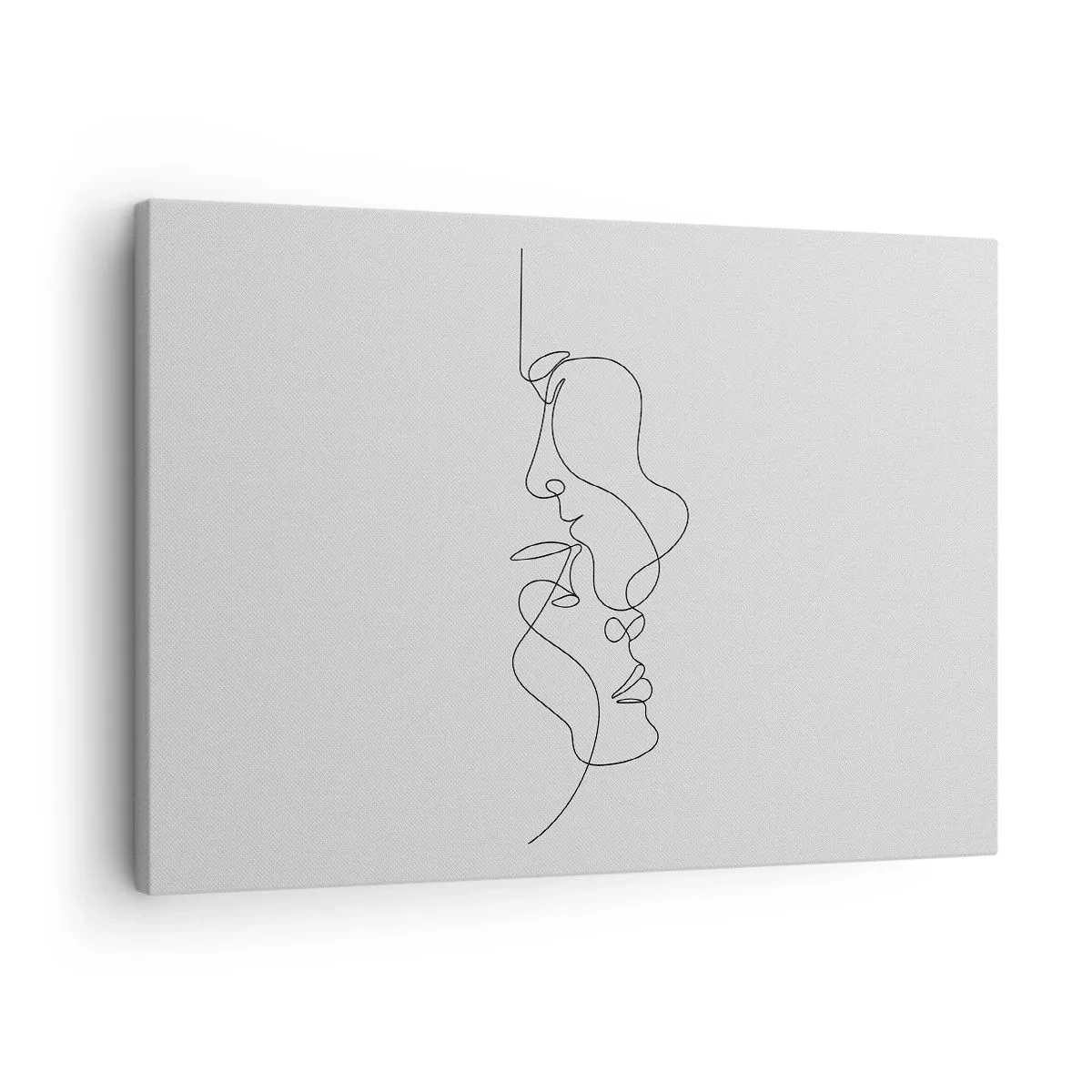 Obraz na plátně - Minimalistická kresba dvou tváří v jedné linii. - 70x50cm - Žár vášnivých tužeb - Moderní nástěnná dekorace do obývacího pokoje a ložnice ARTTOR