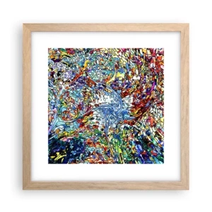 Plakát v rámu světlý dub - Vitráž s kapkami - 30x30 cm
