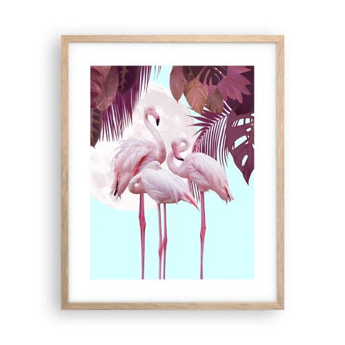 Plakát v rámu světlý dub - Tři ptačí grácie - 40x50 cm
