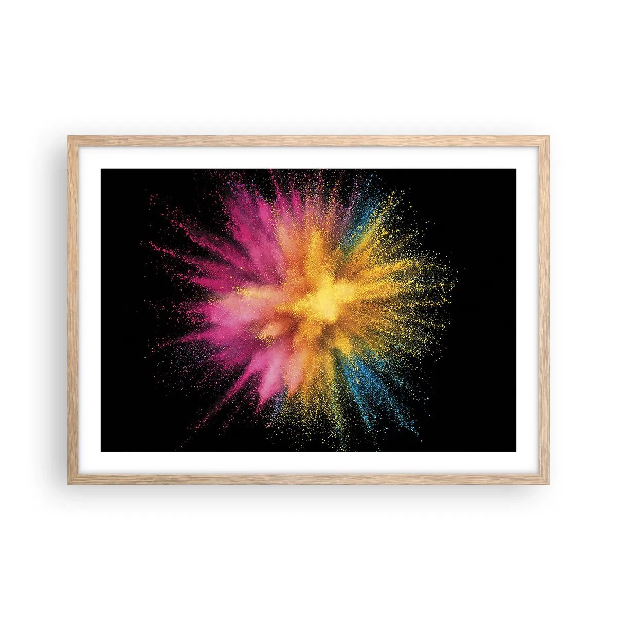 Plakát v rámu světlý dub - Zrození barev  - 70x50 cm