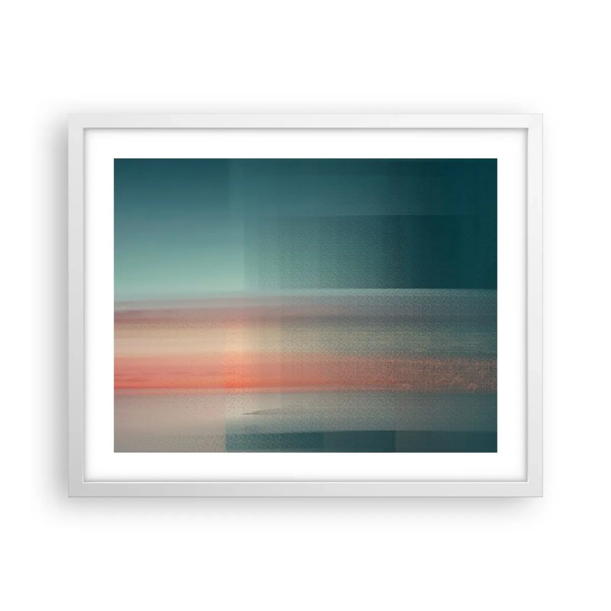 Plakát v bílém rámu - Abstrakce: vlny světla - 50x40 cm