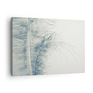 Obraz na plátně - Jemné pírko v pastelových odstínech na světlém pozadí - 70x50cm - Šepot přírody - Moderní nástěnná dekorace do obývacího pokoje a ložnice ARTTOR