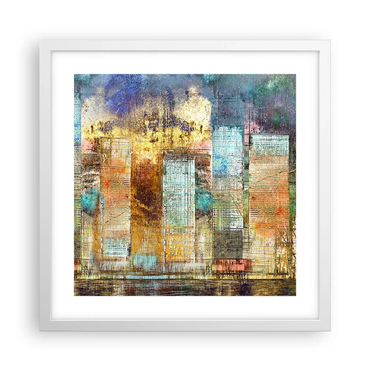 Plakát v bílém rámu - Prosluněná metropole - 40x40 cm