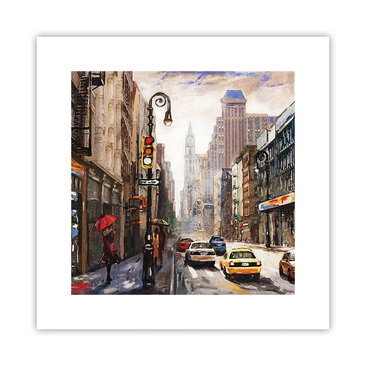 Plakát - New York – barevný i v dešti - 30x30 cm
