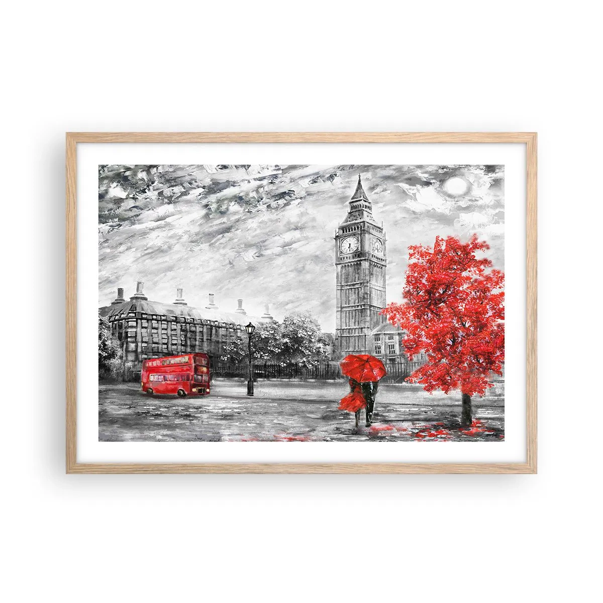 Plakát v rámu světlý dub - Vzrušující den - 70x50 cm