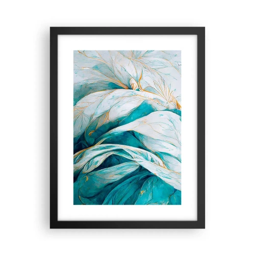 Plakát v černém rámu - Modrá abstrakce se zlatým motivem - 30x40 cm