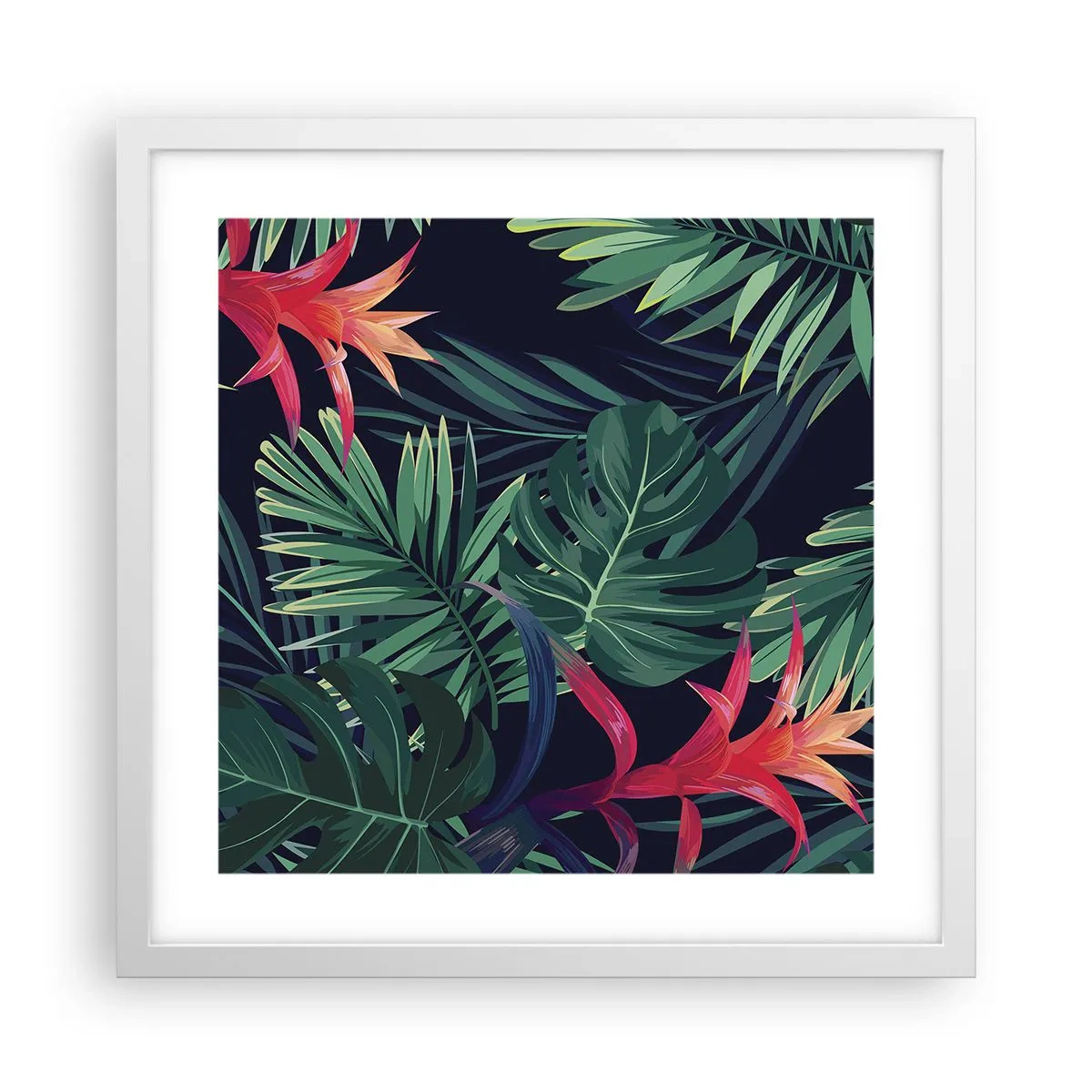 Plakát v bílém rámu - Vzplanout v zeleném - 40x40 cm