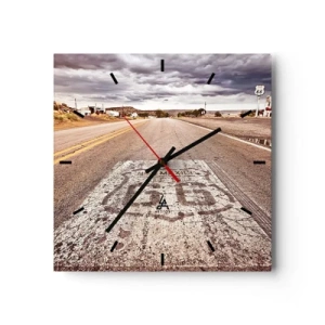Nástěnné hodiny - Mother Road - americká legenda - 40x40 cm