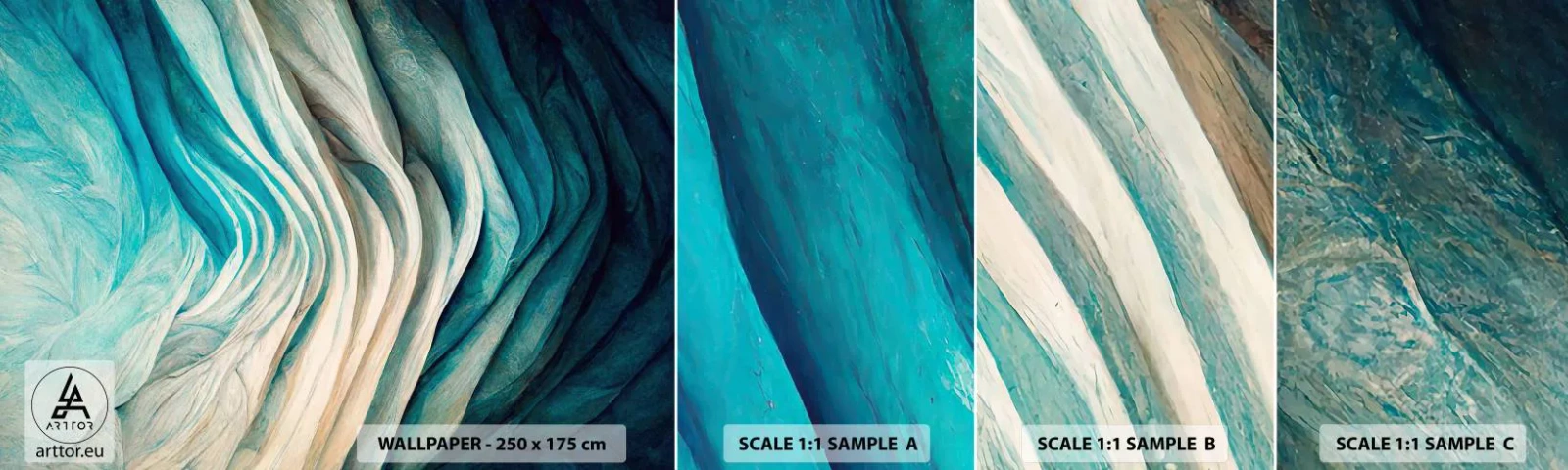 Vzor Fototapety Samolepicí Deluxe Sticker - Modrá neukojitelnost - Kus, 3D, Abstrakce - 100x30 cm