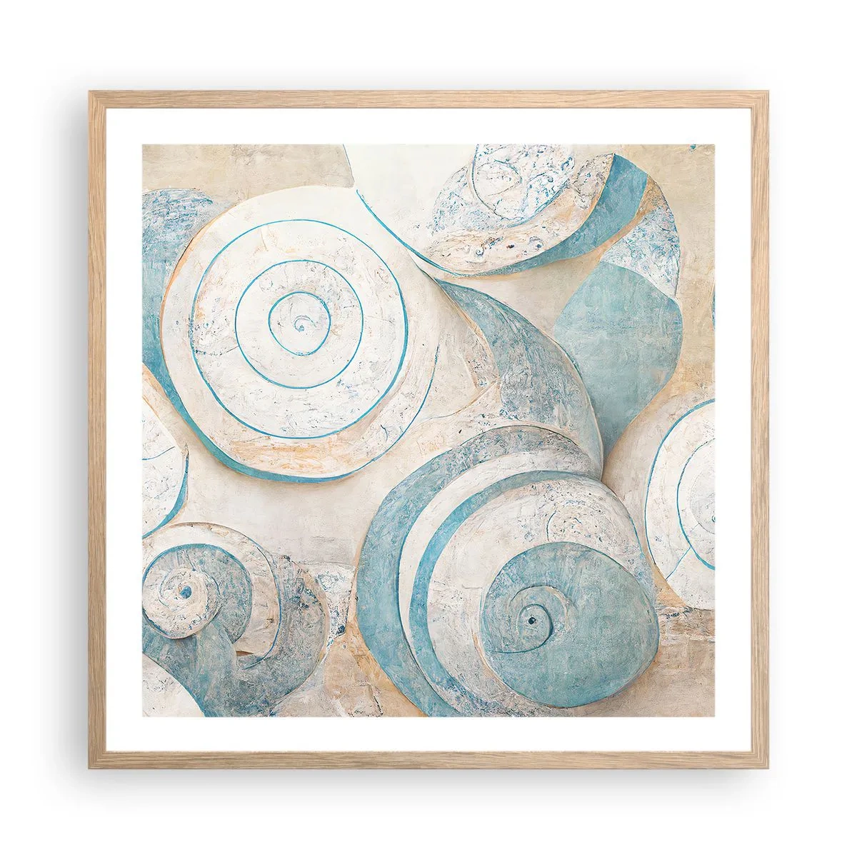 Plakát v rámu světlý dub - Co skrývá mušle? - 60x60 cm