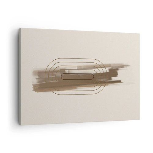 Obraz na plátně - Minimalistická kompozice v odstínech béžové a šedé s geometrickým vzorem - 70x50cm - Závan šedi - Moderní nástěnná dekorace do obývacího pokoje a ložnice ARTTOR