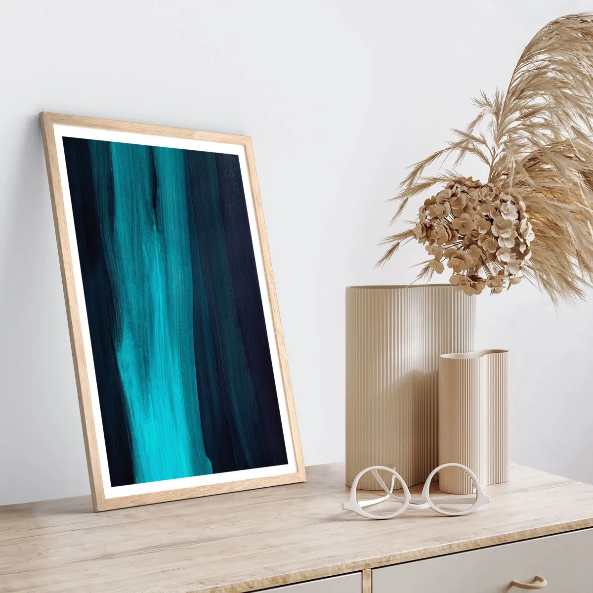 Plakát v rámu světlý dub - Pluj s proudem - 70x100 cm