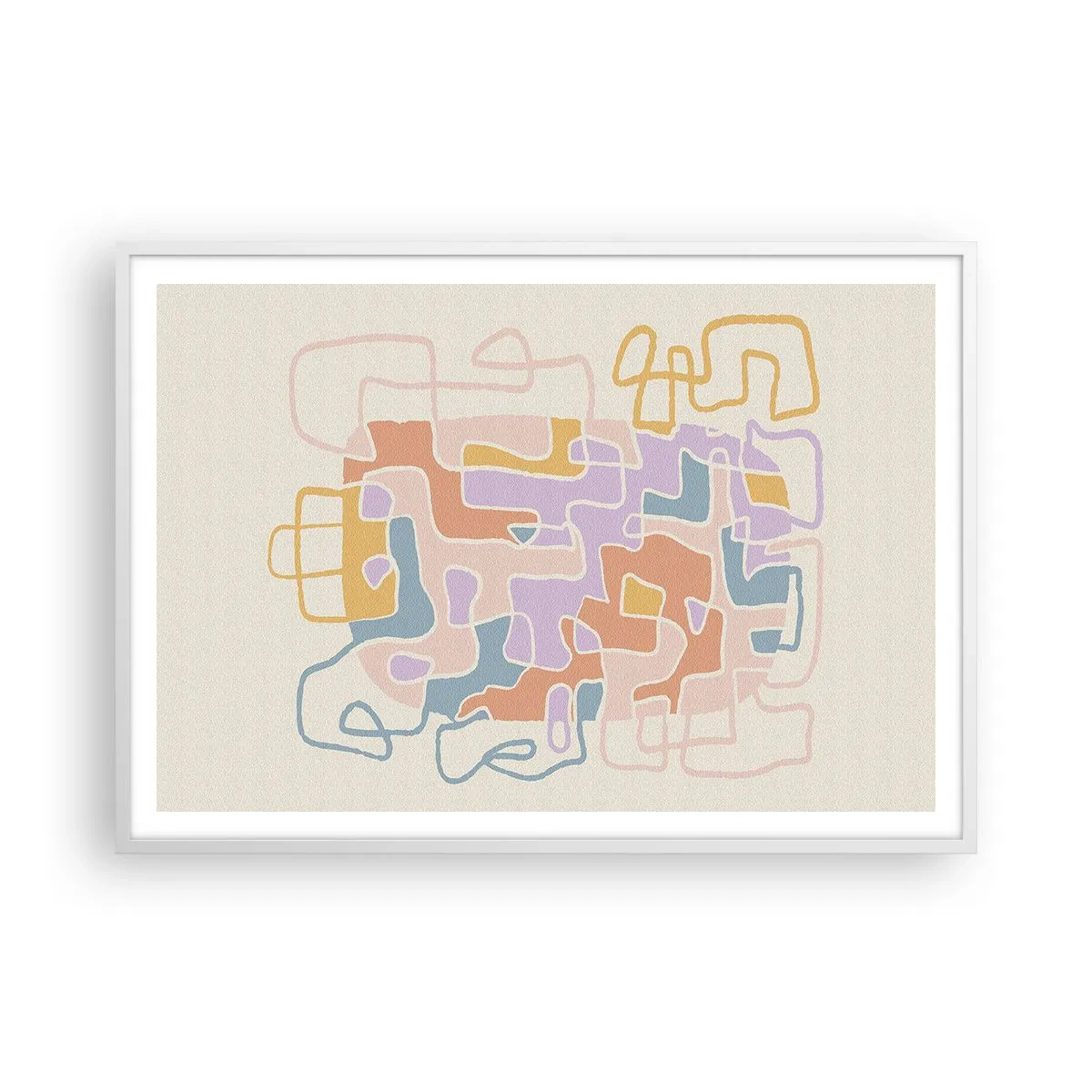 Plakát v bílém rámu - Labyrint – veselé dobrodružství - 100x70 cm