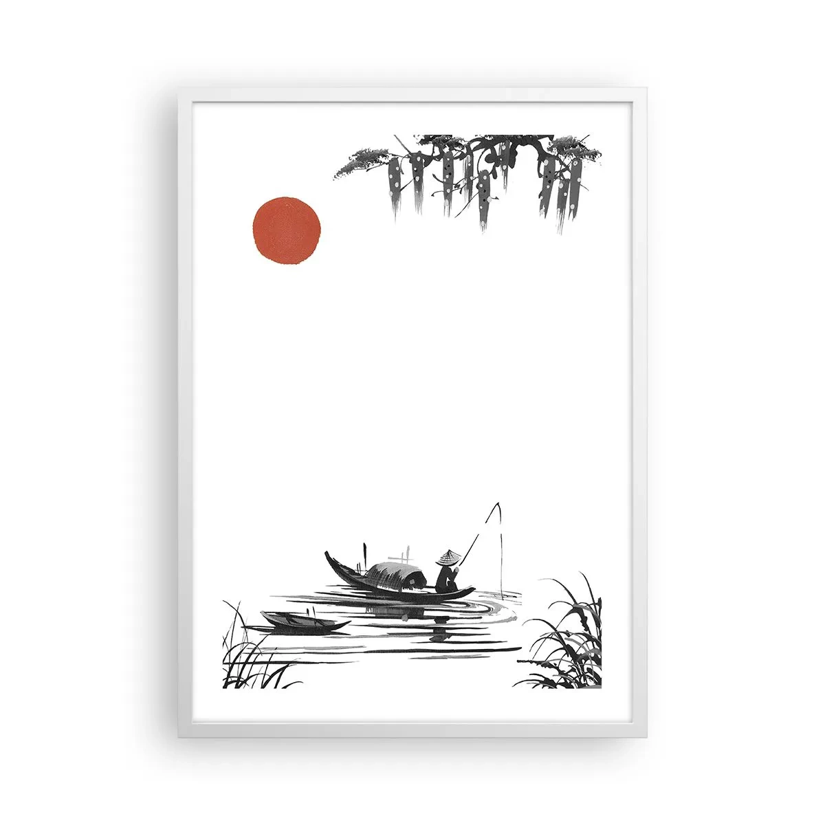 Plakát v bílém rámu - Asijské odpoledne - 50x70 cm