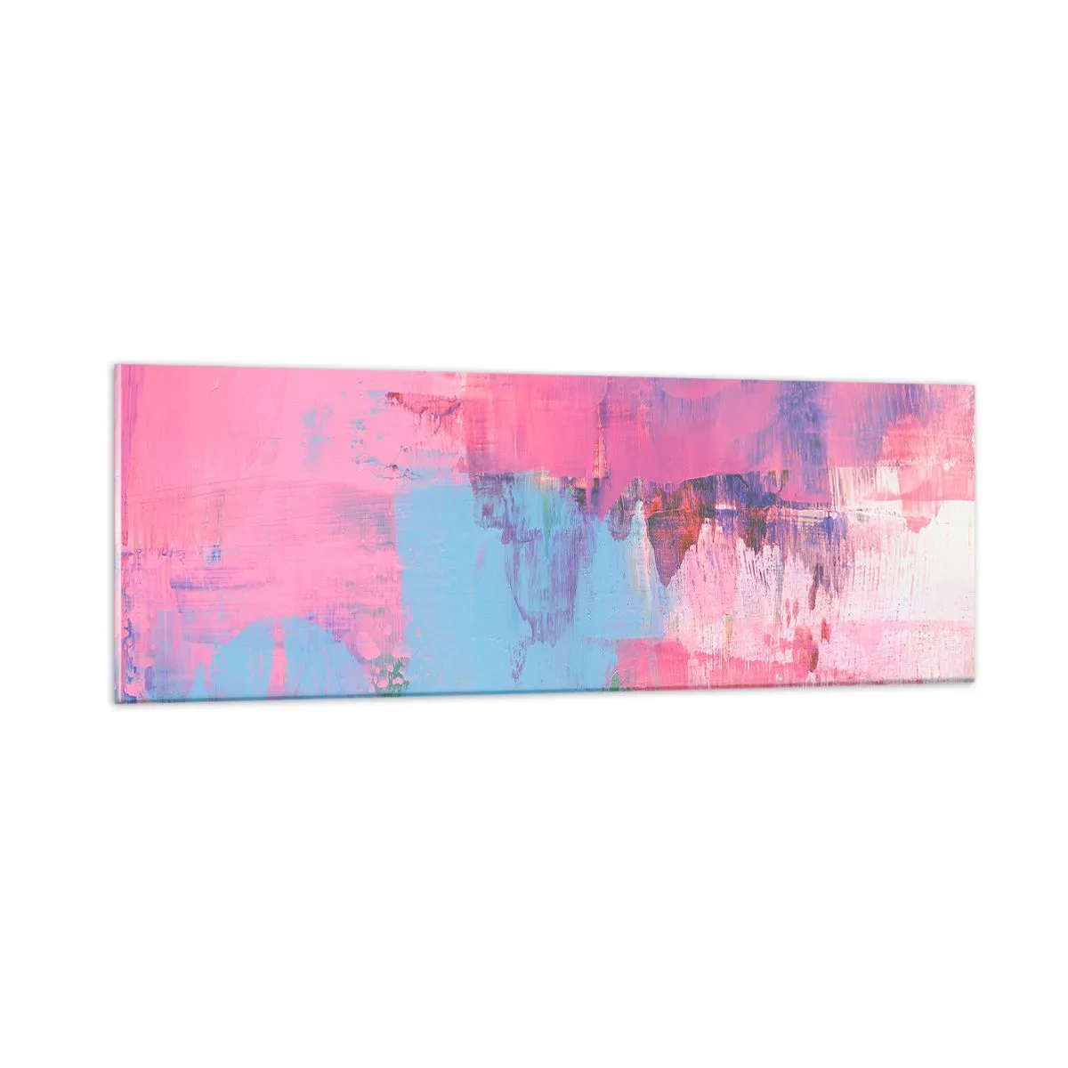 Obraz na skle - Růžová, modrá a špetka světla - 90x30 cm